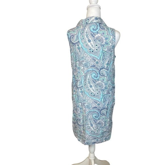 Cynthia Rowley Women Size 6 100%‎ Linen Paisley Sleeveless Midi Dress Lagenlook - Picture 4 of 10